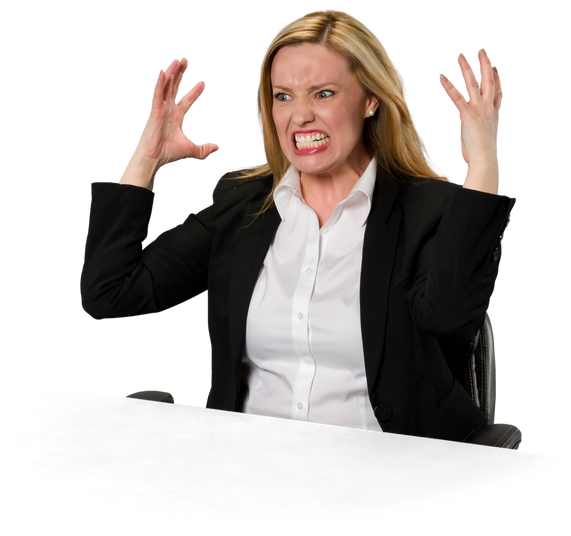 Angry Seated Business Woman