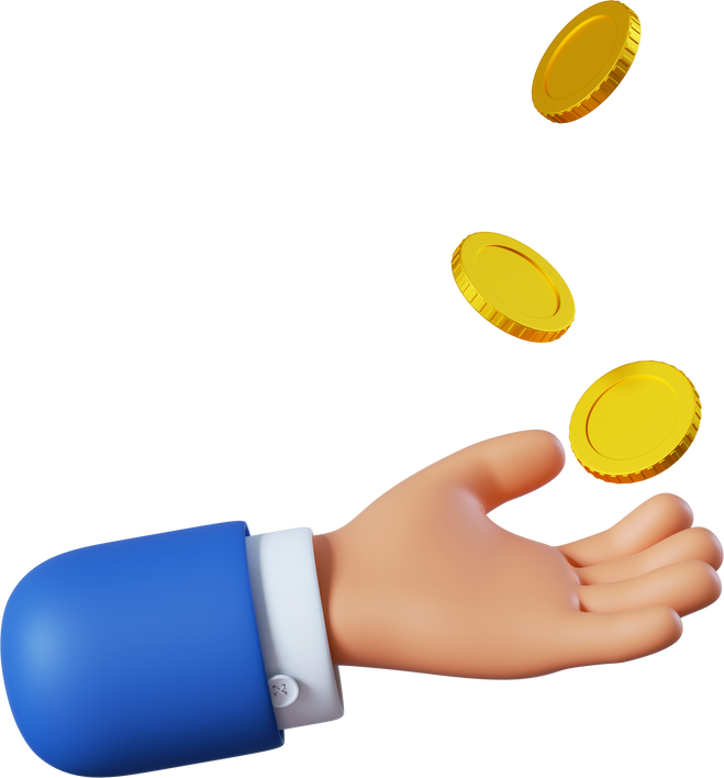 Cartoon Hand Emoji with Coins